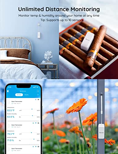 Govee Hygrometer Thermometer 6 Pack, Mini Humidity Sensor with Gateway | Indoor wireless smart temperature humidity monitor with APP alert, export 2-yr data, remote control for home/greenhouse - style: BT Gateway + 6 Sensors
