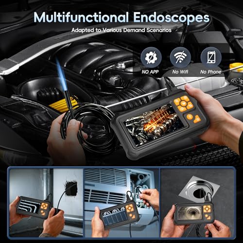 50FT Inspection Endoscope Camera with Light,1080P HD Borescope Camera | IP67 Waterproof Sewer Camera with 8 LED Lights Snake Camera with 4.3" IPS Screen, Semi-Rigid Cable for Auto & Plumbin Tools - size: 50FT