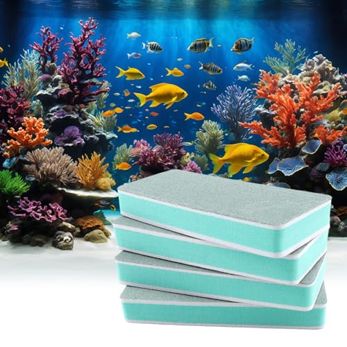 4-Pack Fish Tank Cleaning Tools - Double Sided Aquarium Sponge Brush - Glass Aquarium Scrubber Sponge - Surface Buildew Remover for Fish Tank - Non-Scratch EVA Pad