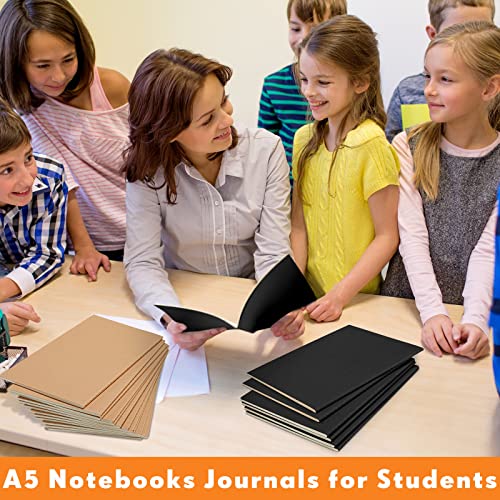 100 Pcs Journals Notebooks Bulk - Kraft Softcover A5 Small Notebooks 5.5 Inch x 8.3 Inch Notepads with 60 Page 30 Sheet for Writing Sketch Travel Office Supplies(Black, Brown,Lined) - color: Black, Brown, style: Lined