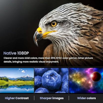 Native 1080P Projector, Mini Bluetooth Portable Movie Projector | Electric Focus, AutoKeystone, Built-in Speaker, Outdoor/Indoor Home Theater, HDMI/USB Compatible with iPhone/Laptop/Xbox/PS5 - style: No system