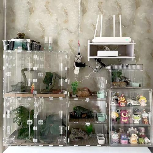 Jumping Spider Enclosure, 12x8x6 inch Large Acrylic Terrarium Reptile Enclosure Tank with Front Opening Door for Jumping Spider Tarantula Isopod Invertebrates Gecko Snake