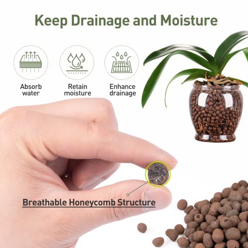 GASPRO 5lb Organic Clay Pebbles for Plants, 100% Natural Leca Balls for Indoor Plants Soil Root Development, Orchid Potting Mix, Drainage and Reusable, 4-16mm