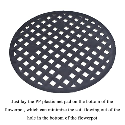 HAHIYO 50PCs 2.2Inch/5.5Cm Black Round PP Plastic Flower Pot Hole Mesh Pad Bottom Grid Mat Bonsai Drainage mesh Hole Screens Gasket Prevent Soil Loss Breathable Gasket Drainage Netting for Bonsai - size: Round-2.2In-50P
