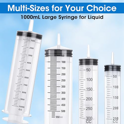 1000mL Large Syringe for Liquid, Large Plastic Syringe with Tip Adapter, for Scientific Labs, Liquid Refilling, Paint, Watering, Oil - style: 1000 ml