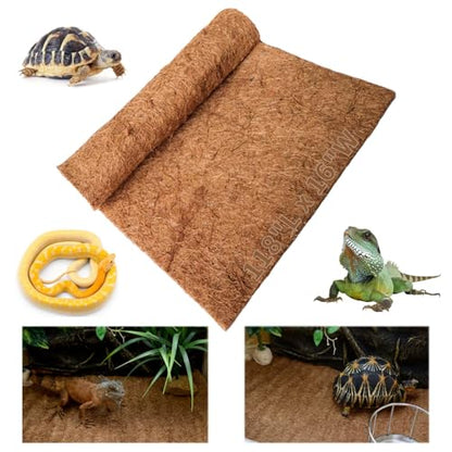 Hamiledyi Reptile Carpet 118" L x 16" W Natural Coconut Fiber Tortoise Carpet Mat for Pet Terrarium Liner Reptile Supplies for Lizard Snake Chamelon Turtle Bedding Bunny Rabbit Mat - size: 1 Pack/118 x 16 Inch