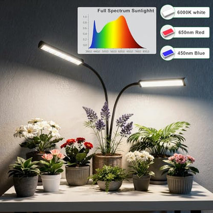 Grow Light 100W 6000K, Super Bright White Desktop Clip Plant Lamp | Desk Lamp for Pot Seedlings Succulents Seeds Indoor Plants Growing,Bendable Gooseneck & Timer 4 8 12 H - size: 100Watts