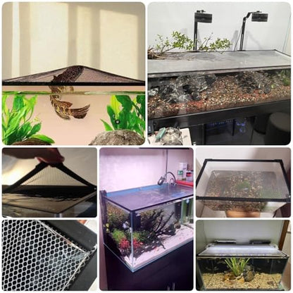 LZMZMQ Aquarium Anti-Jumping Net Cover Mesh, Terrarium Ventilation Opening Hood, Magnetic Fish Tanks Top Lid Protective Screen, Custom Size(L11.8 xW11.8) - size: L11.8"xW11.8"