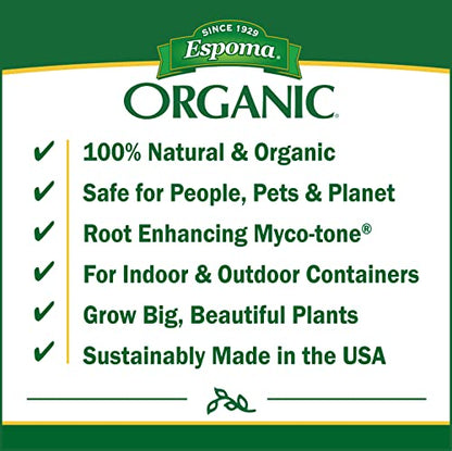 Espoma Organic Potting Soil Mix - All Natural Potting Mix for All Indoor & Outdoor Containers Including Herbs & Vegetables. for Organic Gardening, 16 qt. Bag. Pack of 1