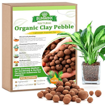 4LB Organic Leca Clay Pebbles for Plants, 4-16mm Natural Leca Balls | Reusable, Drainage, Aeration, Moisture Retention, Hydroponic, Lightweight for Orchids, Succulents, Terrarium, Indoor Plants - size: 4LB
