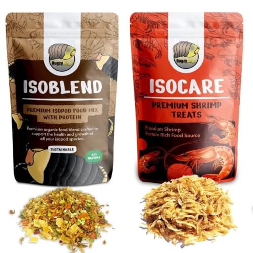 Isoblend Premium Isopod Food Bundle Protein Vegetable Dry Blend and Shrimp Treat Rich Food Source for Feeders Insects Reptiles Invertebrates