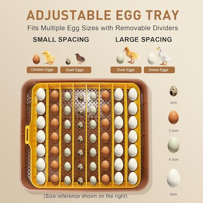 Nest IV - 56 Egg Incubator for Breeders, Fully Automated, Accurate Humidity & Temp Control, Flexible Spacing, Chick Separator, Custom Incubation Days, Auto Turning & Auto Stop, Easy Monitoring - size: 56 Egg [Brown]