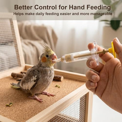 Baby Bird Feeding Syringe with Temperature Strip, Cleaning Brush | 25 PCS Hand Feeding Tubes Set, Temperature Strip, Cleaning Brush, Measuring Cups and Spoons for Parrot, Small Birds, Chick
