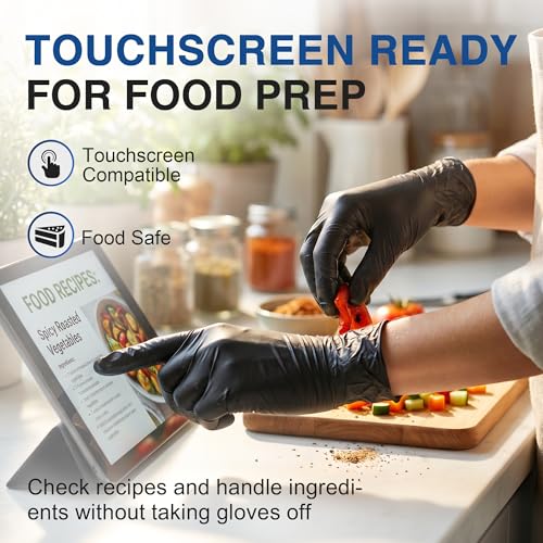 Schneider Nitrile Gloves, Gloves Disposable Latex Free, Powder Free | Black / Blue, 4-Mil, Medical Exam Glove, Food Safe Gloves, Cooking Gloves, Cleaning Gloves - color: Black, size: Small