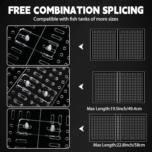 Nuanchu 4 Set Acrylic Fish Tank Divider 11.4 x 9.75'' Aquarium Divider Kit Splicable Flexibly Aquarium Divider with Suction Cups Accessories Splicing Board for 30/40/50/65/75/90/125/150 Gallon Tank - size: 11.4 x 9.75''