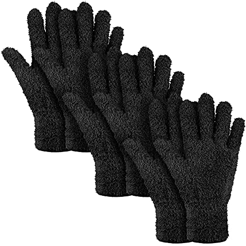 Patelai 3 Pairs Microfiber Dusting Gloves for Plants Leaf, Medium | Black,Plant Cleaning Gloves, Reusable Washable Gloves,House Furniture Blinds Dusting - color: Black, size: Medium