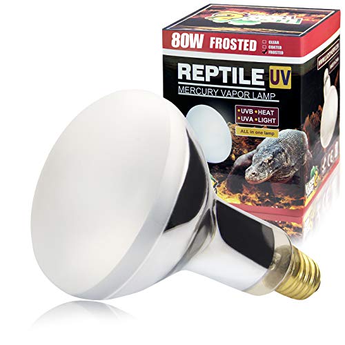 LUCKY HERP 80 Watt UVA+UVB Vapor Heat Lamp Bulb, High Intensity Self-Ballasted Heat Basking Lamp/Bulb/Light for Reptile and Amphibian, Sun Lamp for Bearded Dragon Lizard Turtle - size: 80