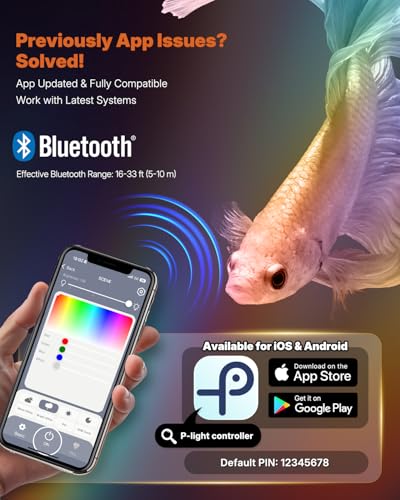 Pawfly 6W Smart Bluetooth Fish Tank Clip Light, Full Spectrum LED Aquatic Light with 24-Hour Cycle Timer & Variable Brightness, USB Supply for 1-5Gal Small Tanks (Adapter Not Included) - size: For 1 to 5 Gallon Fish Tank（Bluetooth）