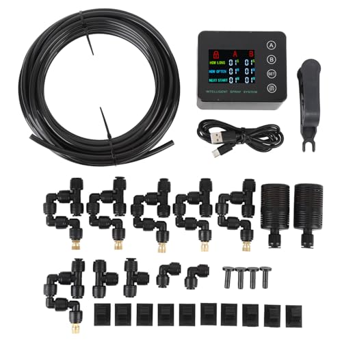 EBTOOLS Reptile Humidifier, Double Pump Color Screen Adjustable Nozzle, Automatic Spraying Reptile for Terrarium, Aquarium Fogger for Low Humidity Habitats