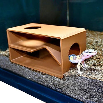 Reptile Amphibian Cave Against Glass Viewing Hide | Dig Box Enclosure Reptile Habitat Tank Enrichment | Snake Leopard Gecko Decoration Accessories Supplies Toys Ornaments