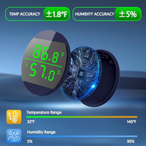 QZQ Reptile Thermometer and Humidity Gauge, Digital Display, Blue | LED Thermometer Hydrometer, Reptile Tank Accessories for Bearded Dragon, Crested Gecko, Snake, Lizard, USB Power Supply - color: Blue