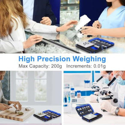 Fuzion Digital Pocket Scale, TU-X 200g/0.01g Gram Scale with 6 Units for Personal Hobbies, Small Scale for Food Ounces and Grams, Measuring Jewelry, Herb, Powder - color: Blue