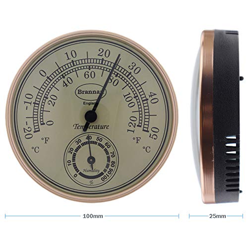 Thermometer Hygrometer with Gold Dial Garden Greenhouse Office Temperature Humidity