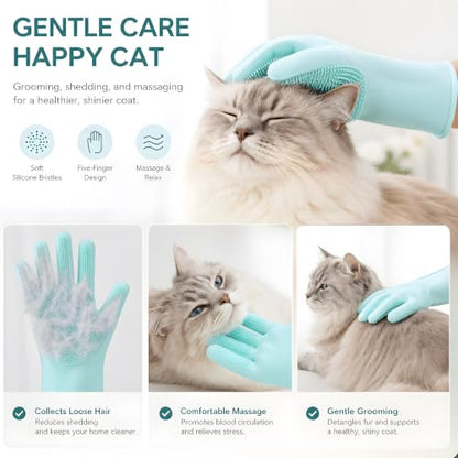 Dog Washing Gloves, Silicone Pet Grooming Gloves for Shedding & Bathing | 5-Finger Design Reaches Hard-to-Clean Areas | Removes Loose Hair | Provides Gentle Massage During Grooming