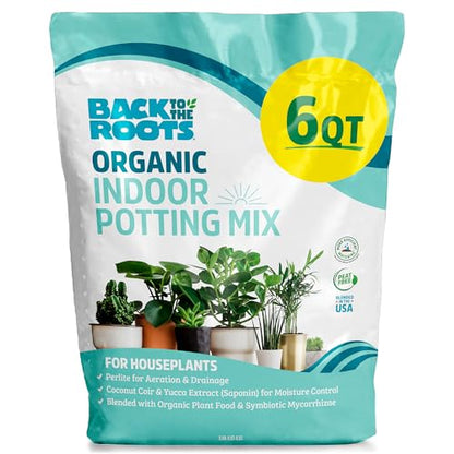 Back to the Roots 100% Organic Indoor Potting Mix (6 Quart), Promotes Healthy Houseplant Growth, Made in The USA - size: 6 Quart, style: Indoor Soil