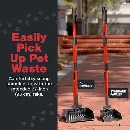 Pooper Scooper for Dogs with Long Handle Rake & Tray, Heavy Duty | Pawler Rustproof Aluminum Poop Scooper Set with 36+" Handles for Yard, Grass, Dirt & Gravel - color: 2 Piece Set - Standard