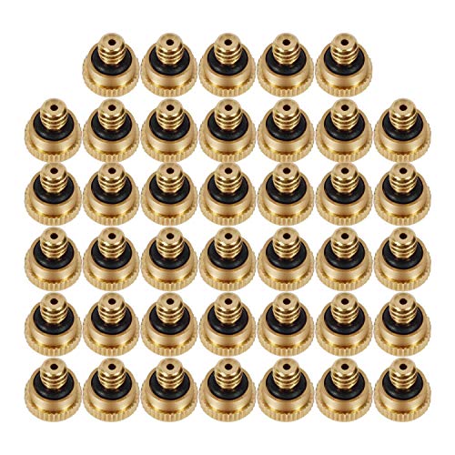 KUWAN 0.016" Orifice (0.4mm) Thread UNC 10/24 Brass Misting Nozzles 30PCS | Low Pressure Atomizing Misting Sprayer Water Hose Nozzle for Greenhouse, Landscaping, Outdoor Cooling Mister System - color: 40 PCS