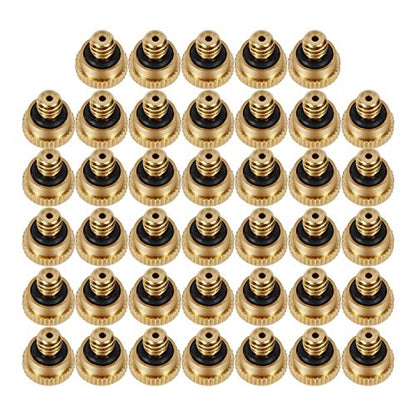 KUWAN 0.016" Orifice (0.4mm) Thread UNC 10/24 Brass Misting Nozzles 30PCS | Low Pressure Atomizing Misting Sprayer Water Hose Nozzle for Greenhouse, Landscaping, Outdoor Cooling Mister System - color: 40 PCS