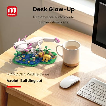 Axolotl Toy Building Set, Axolotl Doll Figures with Grass and River Scenery Accessories Building Kits, Axolotl Toys A Gift for Kids, Boys and Girls Ages 6 and Up