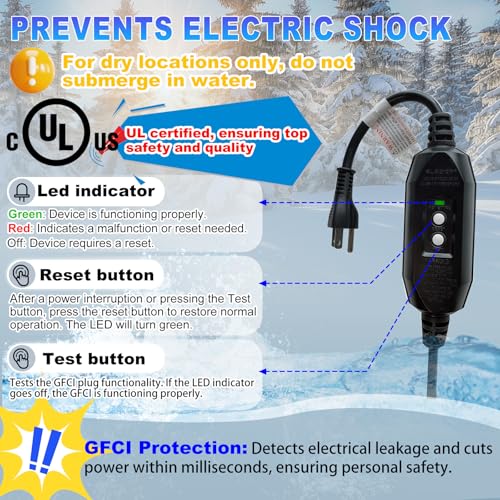 HEATIT Drinking Water In-Pipe Heat Cable Self-Regulating CSA Certified 25ft | Built-in GFCI plug increases protection during operation. Protects drinking pipes from freezing without external wrapping. - color: 25 Feet