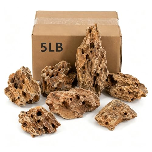 Natural Dragon Stones 5lb, Aquarium Aquascaping Rocks（2-7 inch） | Aquascaping Stone for Fish Tank,Terrariums,Paludariums, Reptile Enclosures & Gardens,Landscaping Rocks - color: Dragon Stone, size: 5Lb (2-7 inch)