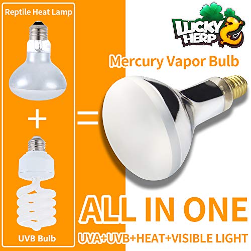 LUCKY HERP 80 Watt UVA+UVB Vapor Heat Lamp Bulb, High Intensity Self-Ballasted Heat Basking Lamp/Bulb/Light for Reptile and Amphibian, Sun Lamp for Bearded Dragon Lizard Turtle - size: 80