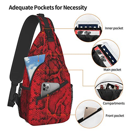 Snake Skin Sling Bag Animal Crossbody Chest Daypack Casual Backpack Women Shoulder Bag For Travel Picnic - color: Snake 05