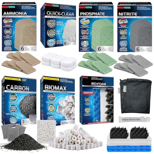 36 Pcs 306/307 Filter Media Canister Filter Maintenance & Replacement Filter Media Kit, Quick Clear, Carbon Bags (300g), Biomax (500g), Bio Foam, Phosphate-Ammonia-Nitrite Remover, Including Mesh Bags - size: 306/307