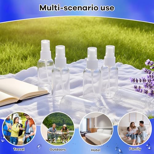 5 Pack Small Spray Bottles for Travel - 50ml Spray Bottle Leak Proof, Fine Mist Empty Spritzer Bottles, Reusable Clear Plastic Mini Travel Bottle for Storage Essential Oils, Cleaning, Perfume