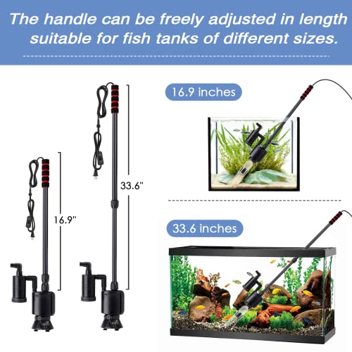 AQQA 6-in-1 Electric Aquarium Gravel Cleaner, 320GPH 20W Fish Tank Vacuum | Water Changing, Sand Washing, Filtering & Water Circulation Multi-function Cleaning Tool, Adjustable Length, Easy Operation - size: 6-in-1 Aquarium Gravel Cleaner