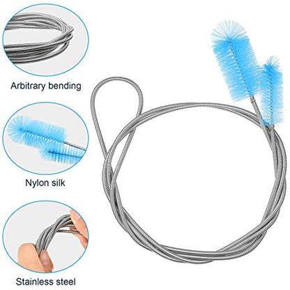 12 Pieces Aquarium Filter Brush Set Flexible Double Ended Hose Pipe Cleaning Stainless Steel Nylon Long Tube Cleaning Brush for Fish Tank Kitchen Glasses Drinking Straws Keyboard