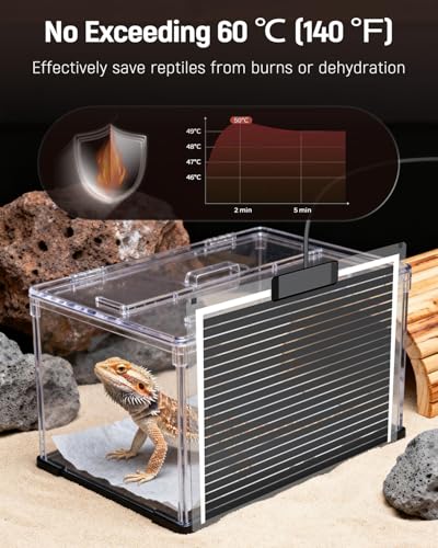 Pawfly 28 W Reptile Heat Pad with Thermostat 11 x 11 Inch Reptile Heating Pad Under Tank Terrarium Reptile Heat Mat for Turtles Frogs Snakes Lizards Geckos Hermit Crabs & Spiders - size: 28 W (11 x 11 Inch) with Controller