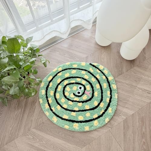 Snake Rug Tufted Cute Bedroom Rug Small Black Bathroom Rugs Novelty Animal Accent Carpet for Dorm Reptile Decor (24X22 inch)