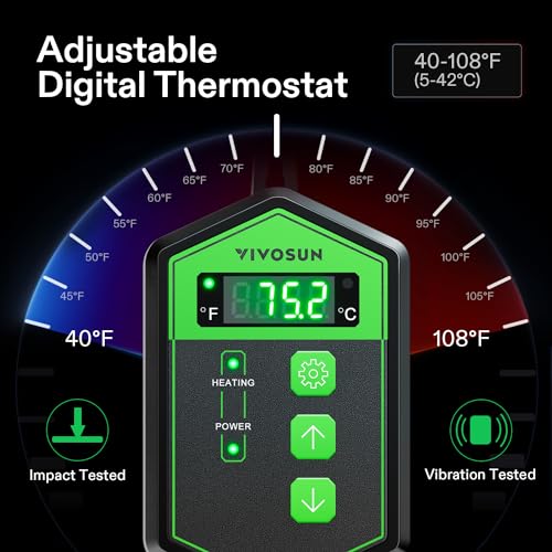 VIVOSUN Reptile Heating Pad 8x12 Inch with Thermostat Combo | Under Tank Terrarium Heating Mat for Turtles, Lizards, Frogs, and Other Reptiles - size: 8X12 Inch with Thermostat