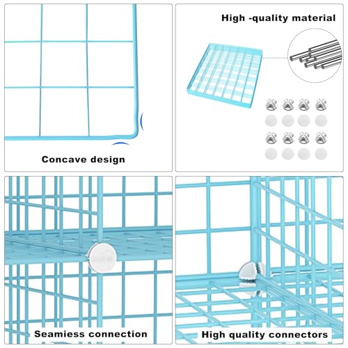 C&AHOME Wire Cube Storage, 12 - Cube Organizer Metal C Grids, Closet, Blue | Modular Shelves Units Storage Bins Shelving Bookshelf Shelf Cabinet - color: Blue