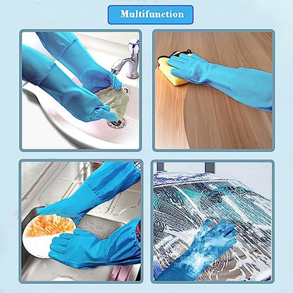 Pet Grooming Gloves Pet Hair Remover Cat, Dog Washing Gloves Silicone Heat Resistant Cleaning Gloves with High-Density Teeth Grooming Gloves for Dogs, Cats, Horses, Rabbits (1 Pair - Blue) - color: 1 Pair - Blue