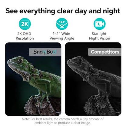 3MP 2K AI Reptile Aquarium Camera, Close-Focus Lens for Fish Tank Terrarium | Angle Magnetic Mount, Dual-Band Wi-Fi 2.4 GHz/5 GHz, 24/7 Recording, Anti-Glare and No Reflection, for Lizards and Snakes