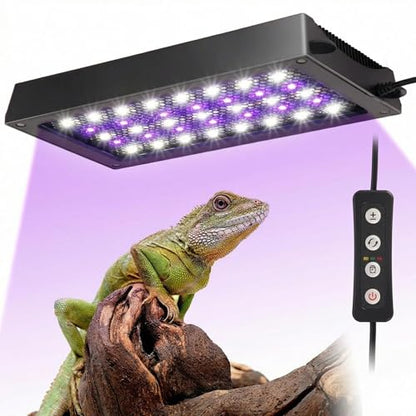 UVB Reptile Light, Dimmable UVA UVB Lamp with Timer & 3 Modes, Adjustable 5.0-20.0 Output, 6500K Daylight LED Reptile Tank Light for Bearded Dragon, Snake, Turtle, 10-40 Gallon (8 INCH) - size: 8 INCH