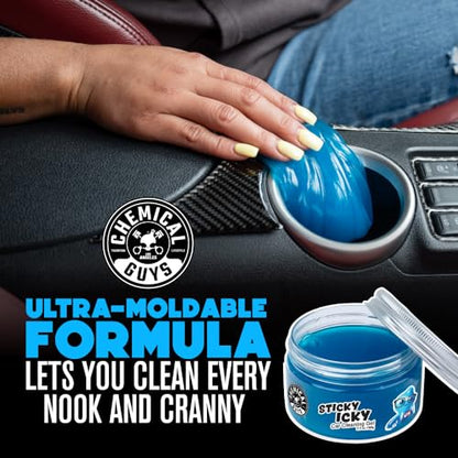 Chemical Guys, Sticky Icky Car Cleaning Gel, Green Apple, 4 Pk | Reusable car interior gel presses into vents, consoles and cup holders to lift dust and crumbs, fresh green apple scent - size: 3.5 Ounce (Pack of 4), style: Green Apple