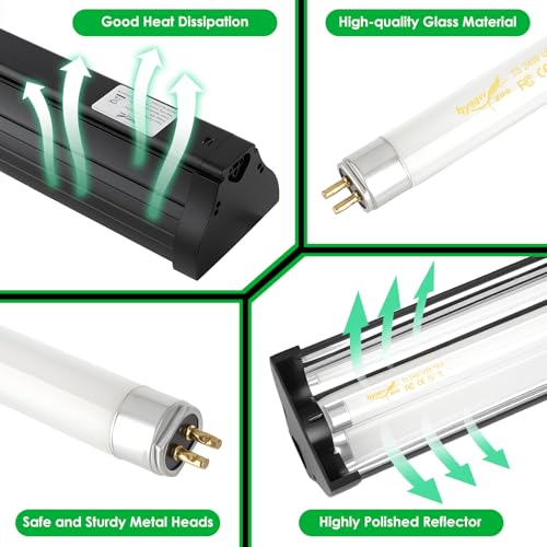 UVB Light for Reptiles Bearded Dragon, T5 UVB Reptile Light Fixture HO UVB Bulb Lighting Combo Kit 10.0 24W UVA UVB Reptile Light Bulb Terrarium Lamp Tube Bar for Snake Gecko Turtle Lizard, 22 Inch - size: T5-22Inch